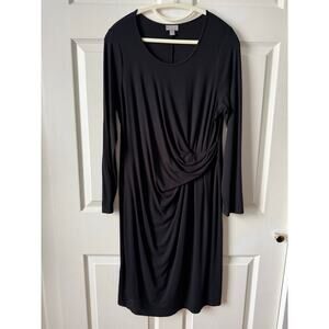 J.Jill Wearever Black Wrap Style Dress Size Large Minimalist Capsule Office